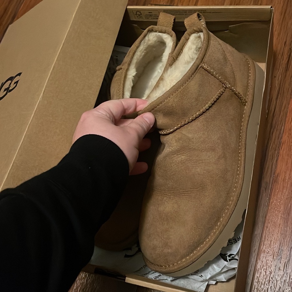 UGG Tan Suede Boots with Sheepskin Lining